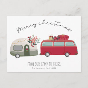Vintage-Camper-Weihnachtsbaum Weihnachtskarte Postkarte