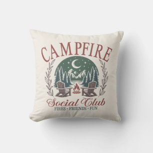 Vintage Campfire Social Club Freunde Natur Kissen