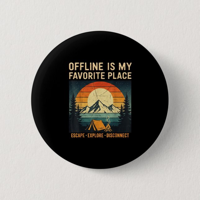 Vintage-Camping-Camper-Bergflucht-Wandern Button (Vorderseite)