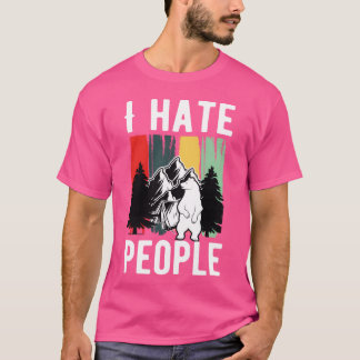 Vintage Camping Costume Of Bear Says I Hate People T-Shirt