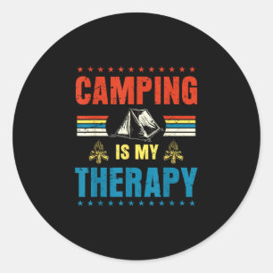 Vintage-Camping ist Therapie-Familienabenteuer Runder Aufkleber