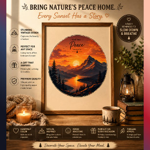Vintage-Camping-Sonnenuntergangs-Plakat Rustikal Poster
