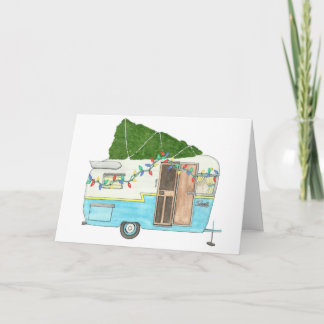 Vintage Camping Trailer Weihnachtskarte Feiertagskarte