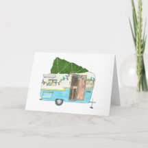 Vintage Camping Trailer Weihnachtskarte