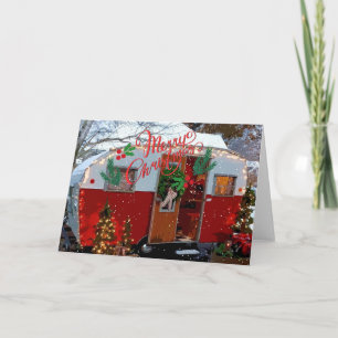 Vintage-Camping-Weihnachten Karte
