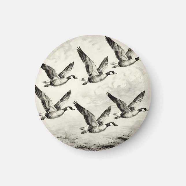 Vintage-Canadagänse im Flug - Stiche Magnet (Vorne)