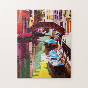 Vintage Canal Bridge Venedig Puzzle