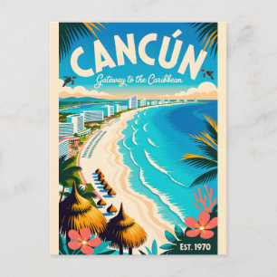 Vintage Cancún Mexiko Tor zum Karibik Postkarte