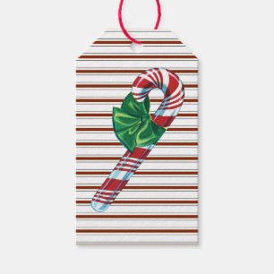 Vintage Candy Cane mit grünem BowGift-Tag Geschenkanhänger