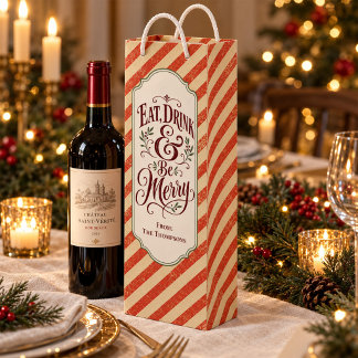 Vintage-Candy-Cane-Weihnachts-Personalisierte Wein Geschenktüte Für Weinflaschen