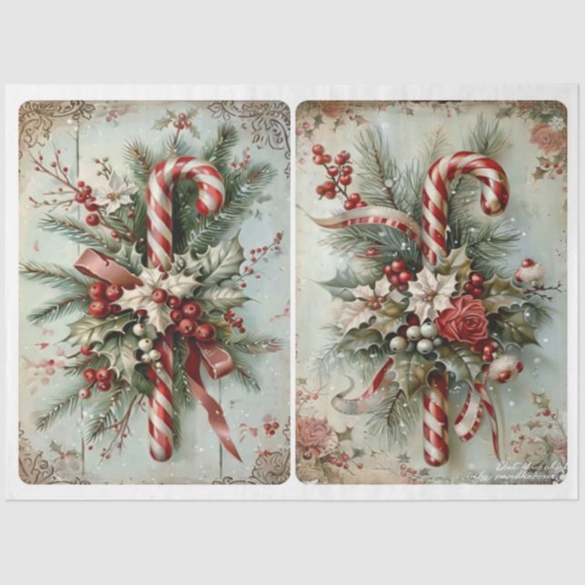 Vintage Candy Canes Seidenpapier (Vorderseite)