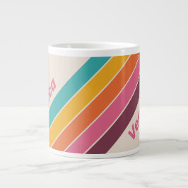 Vintage Candy Rainbow Stripes with Name Jumbo-Tasse
