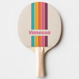 Vintage Candy Regenbogen Pin Gestreift mit Namen Tischtennis Schläger