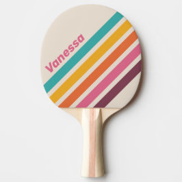 Vintage Candy Regenbogen Winkelstreifen mit Namen Tischtennis Schläger