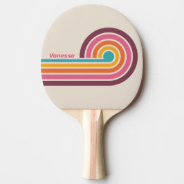 Vintage Candy Regenbogenstreifen mit Namen Tischtennis Schläger