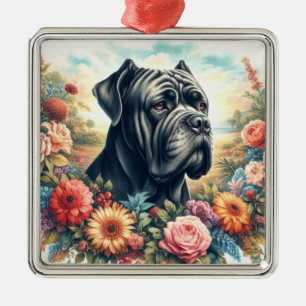 Vintage Cane Corso Dog Malerei Ornament Aus Metall