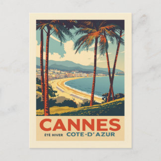 Vintage Cannes France Travel Poster Beach Postkarte