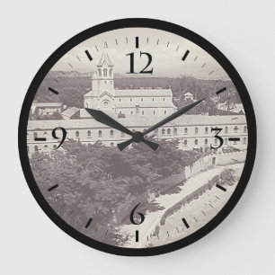 Vintage Cannes Inselkloster Saint-Honorat Leinwand Große Wanduhr