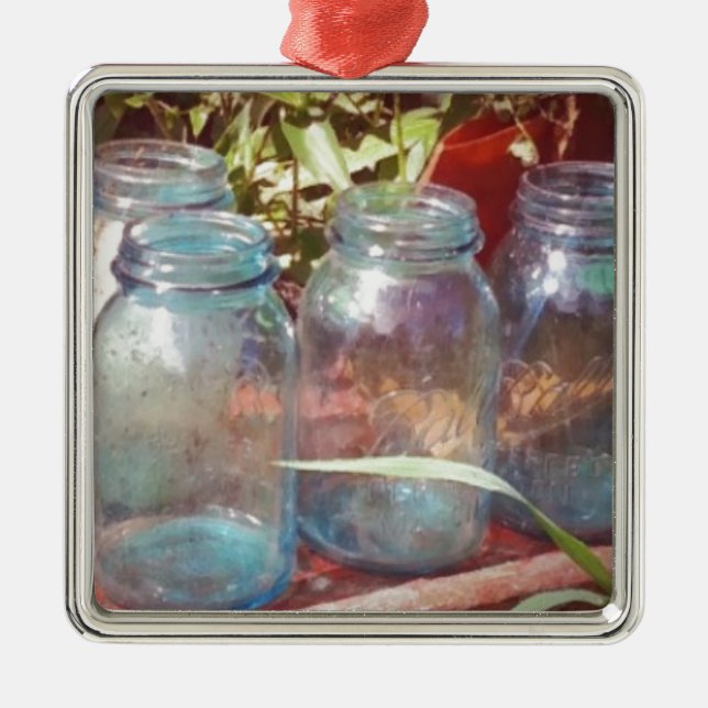 Vintage Canning Jars Silbernes Ornament (Vorne)