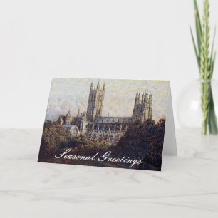 Vintage Canterbury Kathedrale Weihnachtskarte druc Feiertagskarte