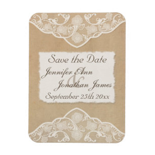 Vintage-Canvas, Papier und Spitze Aussehen Save-th Magnet