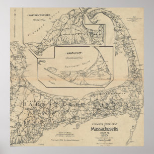Vintage Cape Cod Cyclist Map (1893) Poster