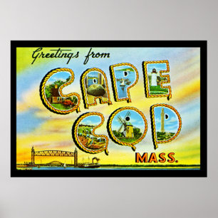Vintage Cape Cod Mass. Art Deco Plakat