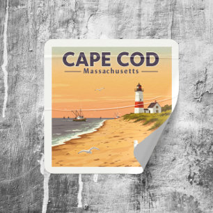 Vintage Cape Cod Massachusetts Quadratischer Aufkleber