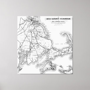 Vintage Cape- Codalte Kolonien-Eisenbahn-Karte Leinwanddruck