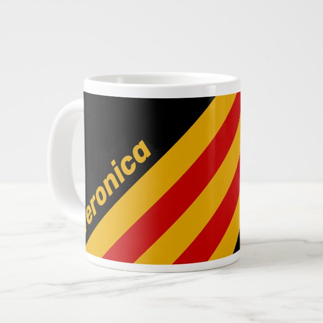 Vintage Capital City Stripes with Name Jumbo-Tasse (Vorderseite Links)