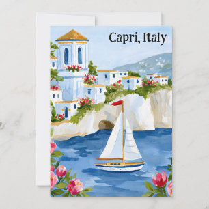 Vintage Capri Italien Aquarell Amalfi-Küste  Karte