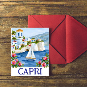 Vintage Capri Italien Aquarellkunst Amalfi-Küste Postkarte