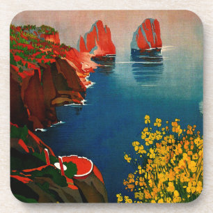 Vintage Capri L'Isola del Sole Italien Getränkeuntersetzer