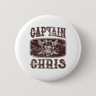 Vintage Captain Chris Personalisiertes Piratenpont Button