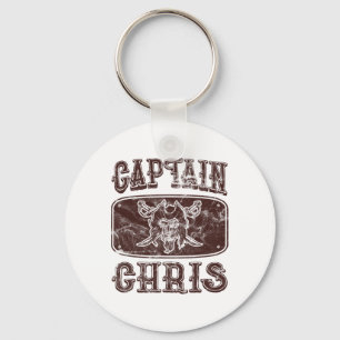 Vintage Captain Chris Personalisiertes Piratenpont Schlüsselanhänger