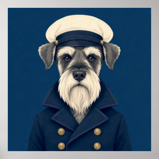Vintage-Captain-Schnauzer-Hundeporträtposter Poster