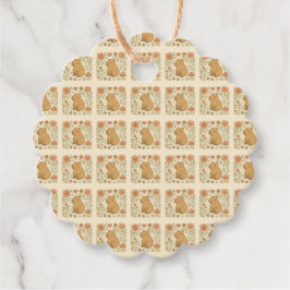 Vintage Capybara Floral Gefälteags Geschenkanhänger