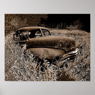 Vintage Car Alte Antiphlogie Sepia Rustikale Dekor Poster