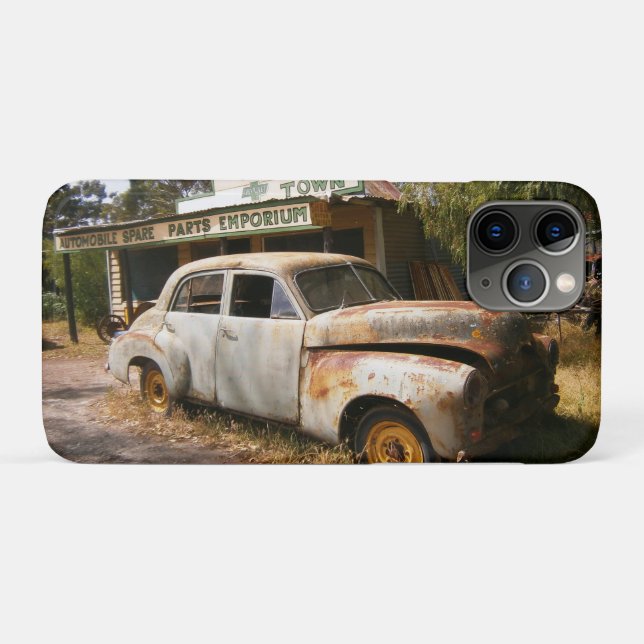 Vintage Car and Garage, Case Mate iPhone Case (Rückseite (Horizontal))
