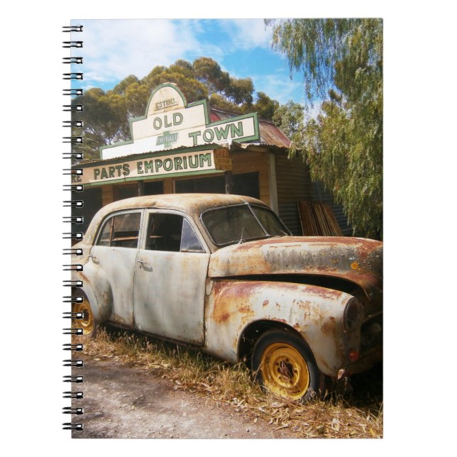 Vintage Car and Garage, Notebook Notizblock (Vorderseite)