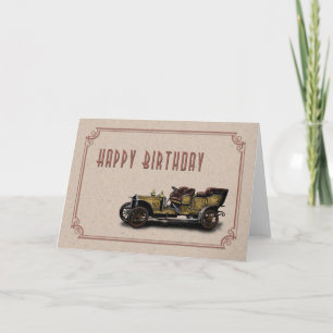 Vintage Car Birthday Karte