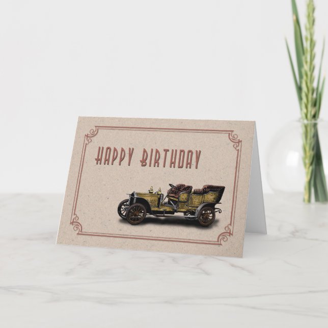 Vintage Car Birthday Karte (Vorderseite)