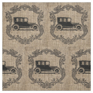 Vintage Car Burlap Stoff