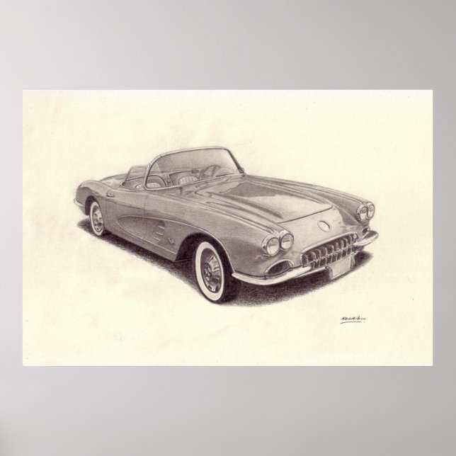 Vintage Car: Chevrolet Corvette Poster (Vorne)