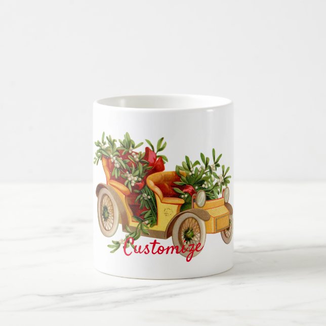 Vintage Car Christmas Mistletoe Thunder_Cove Kaffeetasse (Mittel)