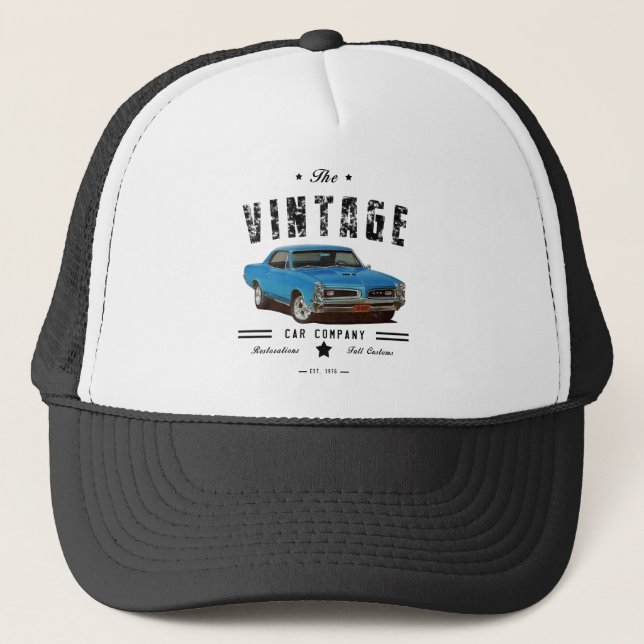 Vintage Car Company blaues GTO Truckerkappe (Vorderseite)
