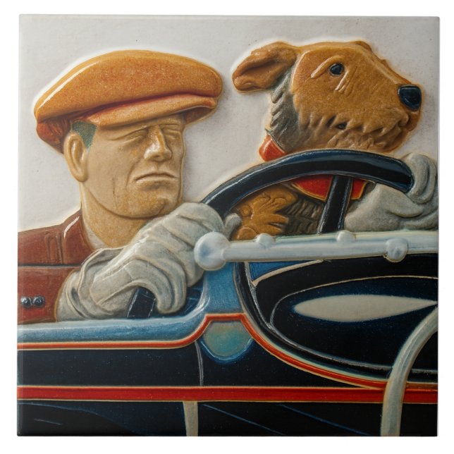 Vintage Car Design Keramik Tile Fliese (Vorderseite)