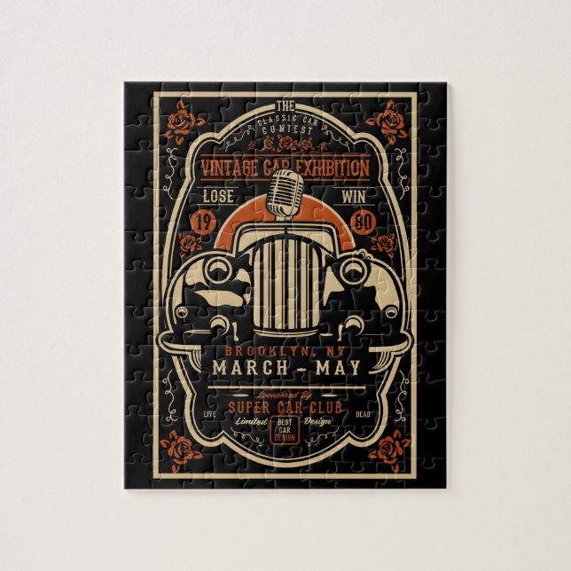 Vintage Car Exhibition Poster Puzzle (Vertikal)