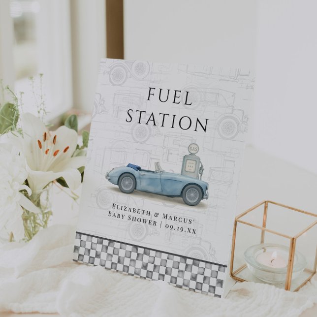 Vintage Car Fuel Station Babydusche Sockelschild (Von Creator hochgeladen)