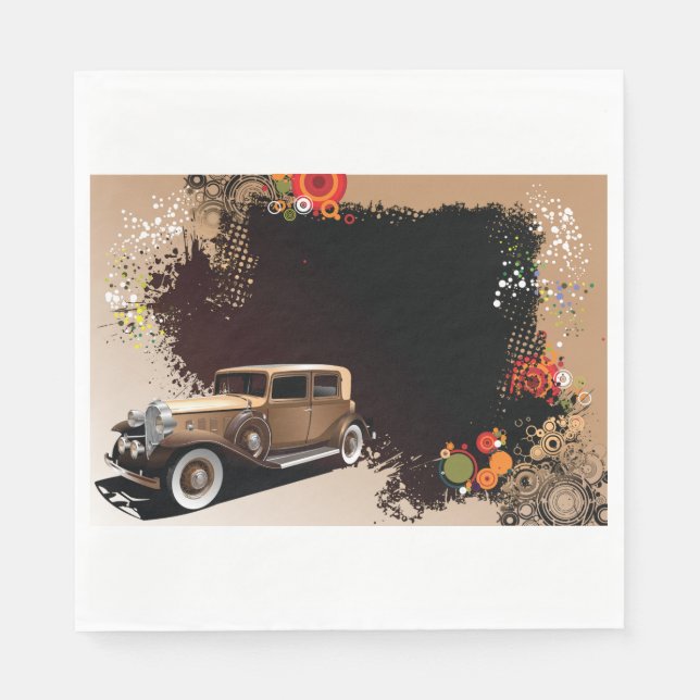 Vintage Car Grunge Papier Napkins Serviette (Vorderseite)